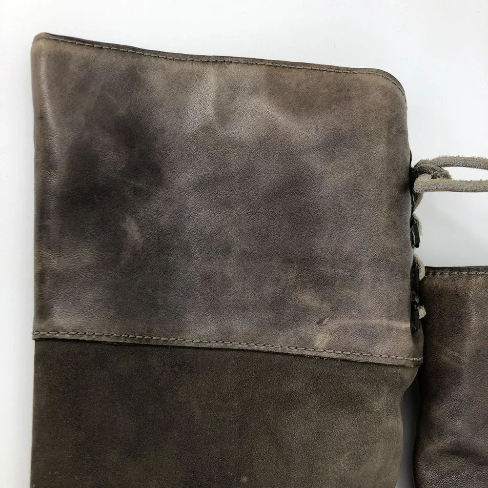 Cole Haan Nike Air Waterproof Knee High Boots Weathered Suede Leather Brown Lace - Picture 3 of 16